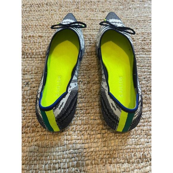 Rothys 9 The Point Flats Botanical Blue & White Bow Comfort Ballet - Picture 7 of 12